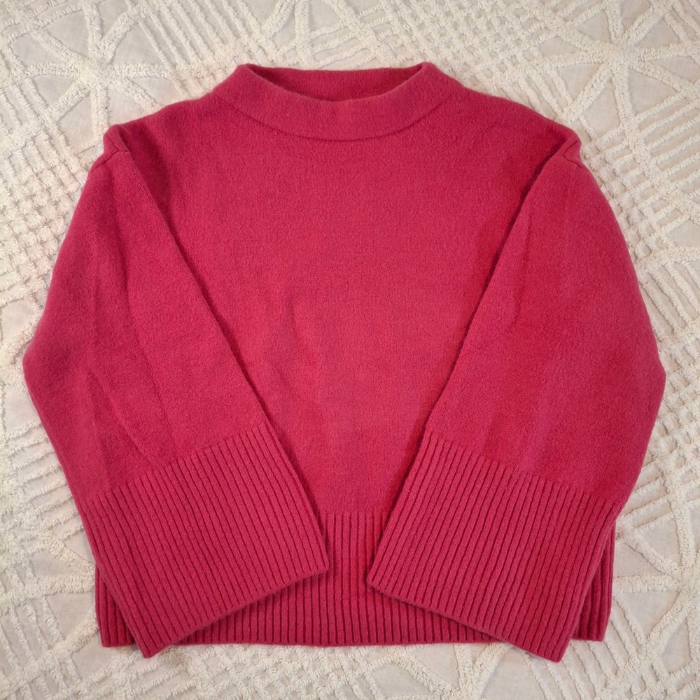 Gibson & Latimer Womens Medium Magenta Pink Wool Blend Ribbed Pullover Sweater